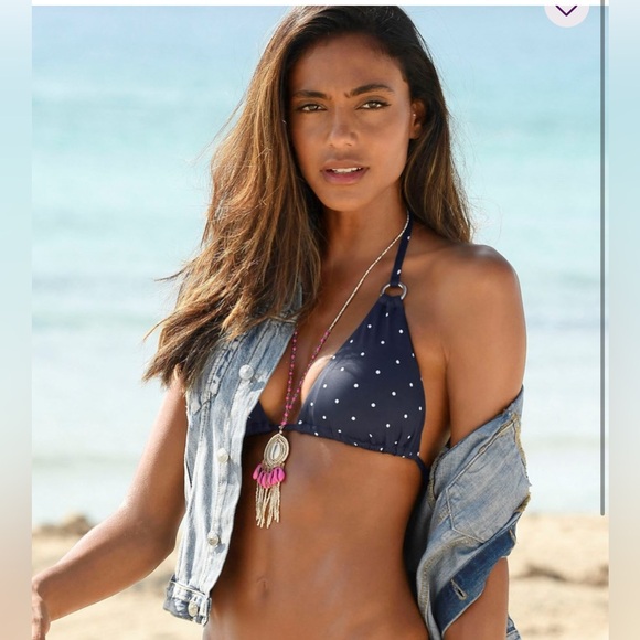 Lascana Other - LASCANA Navy Polka Dot String Bikini Top- Size 34B